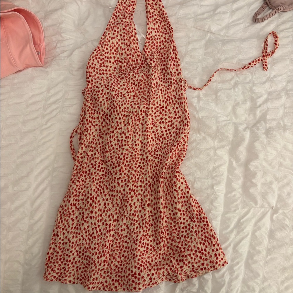 Reformation Red and White Patterned Dress